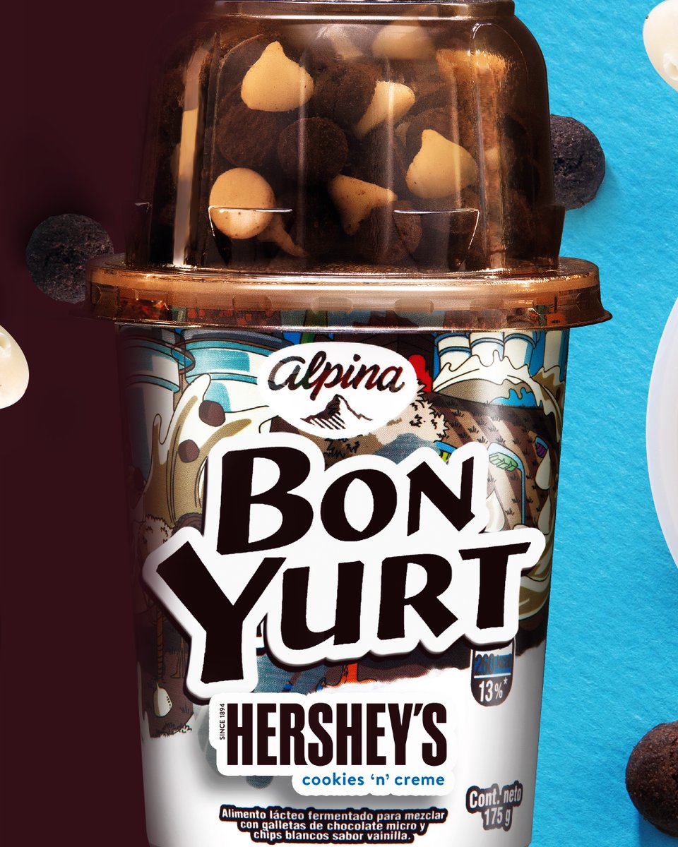 Alpina's tweet photo. ¡Un mundo delicioso es un mundo lleno de emociones, sabores y colores! Por eso, hoy queremos darle la bienvenida al nuevo integrante del portafolio, ¡BonYurt Hershey’s Cookies ´n´ Creme! 
Pruébalo y dile al mundo lo que sientes. #DiloConBonYurt 🥄 https://t.co/jlxSV7ezrT