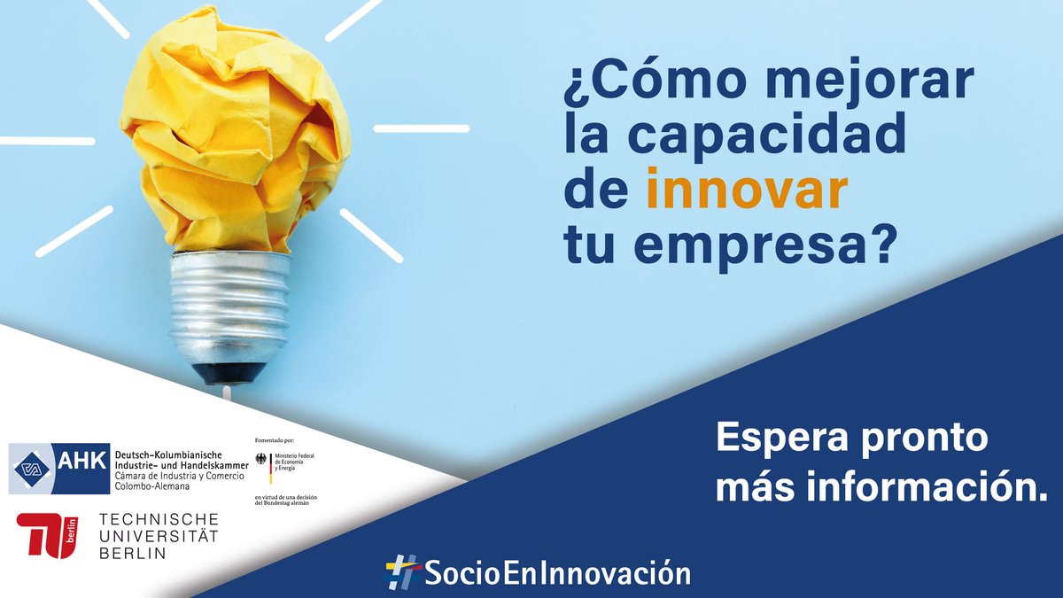 Te has preguntado ¿cómo mejorar la capacidad de innovar tu empresa?  Gracias a la alianza🤝entre la <a href="/ahkcolombia/">ahkcolombia</a> y <a href="/TUBerlin/">TU Berlin</a> las empresas interesadas en la mejora de su gestión de la innovación podrán participar del Programa Innovate! New