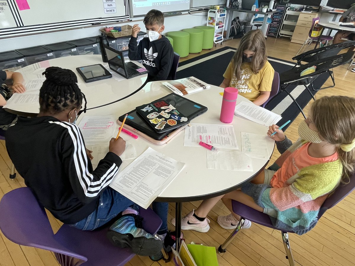 ebertjess's tweet photo. 5th graders reading and annotating the text to deepen their comprehension, make their thinking visible and capture key areas to discuss with tablemates. #growingreaders @WashTimbyTOSA https://t.co/L7KuxKGWY9
