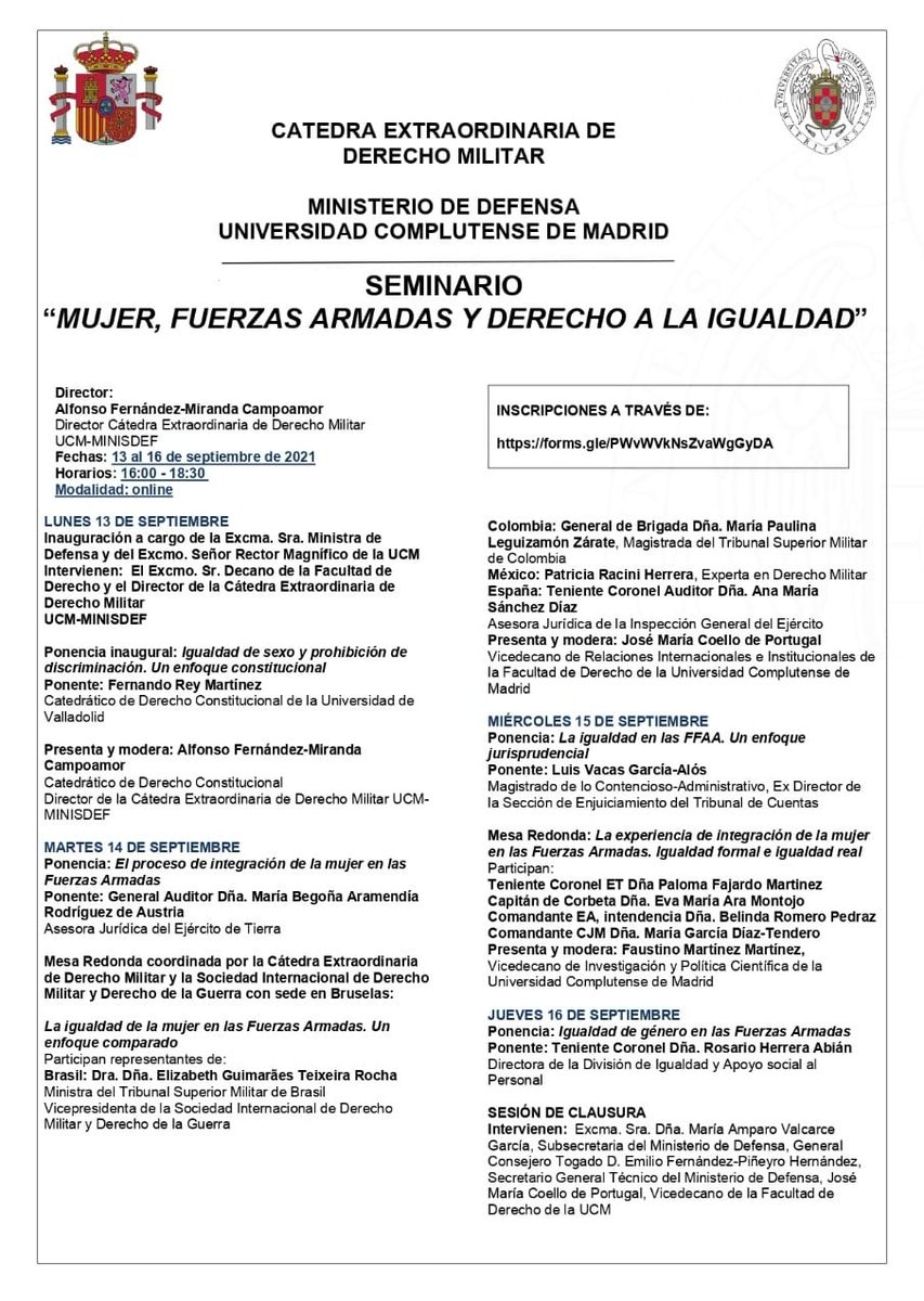 Cordialmente invitados. 
Extraordinario Seminario de la Universidad Complutense de Madrid de inscripción gratuita, del 13 al 16 de septiembre.      
¡No falten!