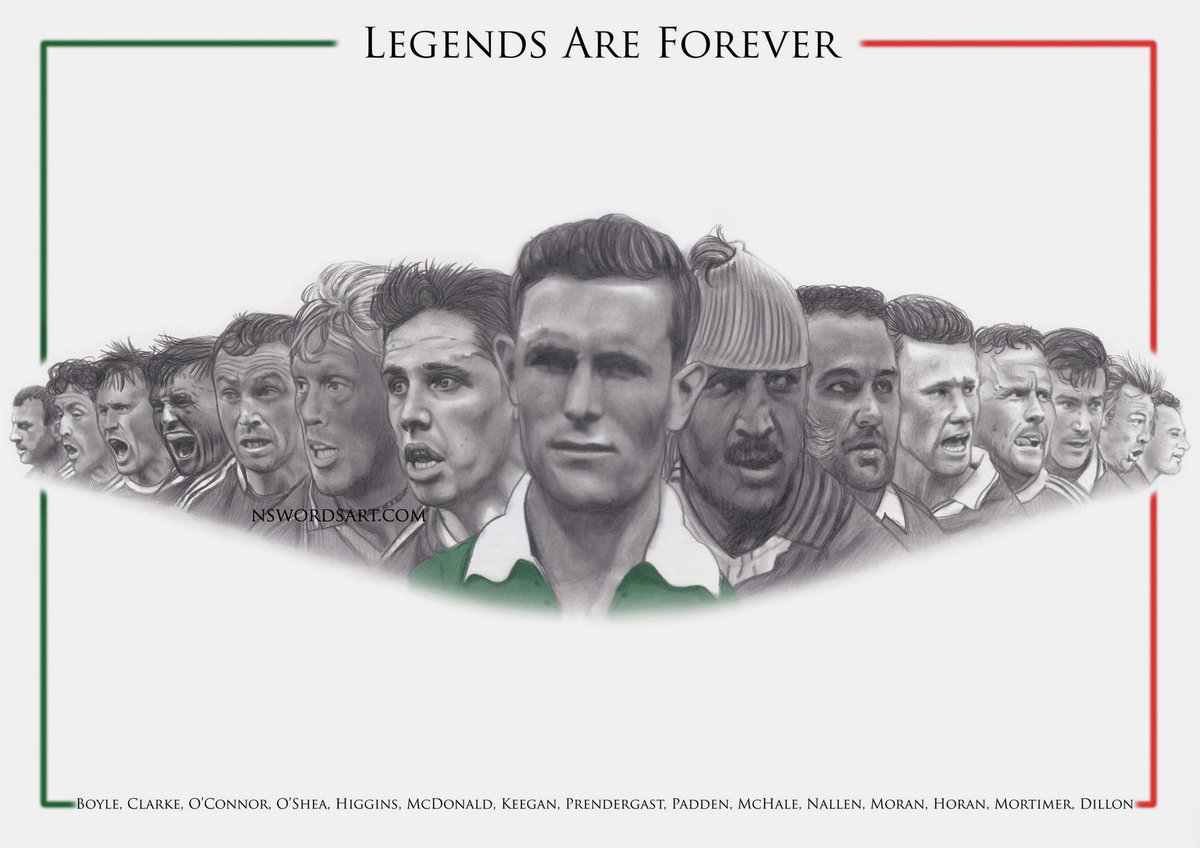 My pencil drawing of 15 #Mayo Legends ✏️🟢🔴

L to R: Boyle, Clarke, O’Connor, O’Shea, Higgins, McDonald, Keegan, Prendergast, Padden, McHale, Nallen, Moran, Horan, Mortimer, Dillon.

Retweets very much appreciated 👍
#Mayo4Sam #MAYOVTYRONE #GAA