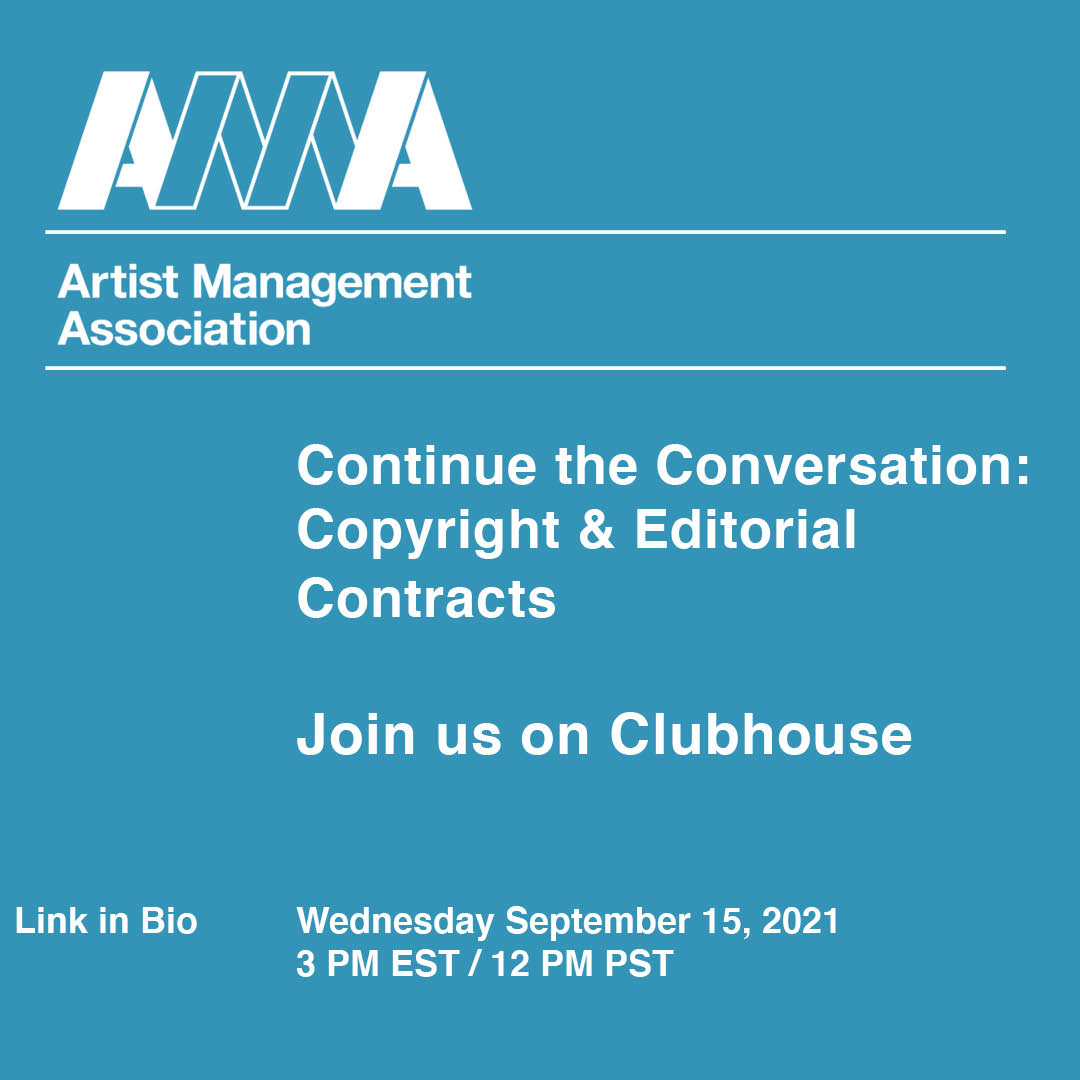 Continue the conversation on Clubhouse: Copyright &amp; Editorial Contracts. Wednesday September 15th, 2021. #clubhouse #artistmanagement #photoproduction
