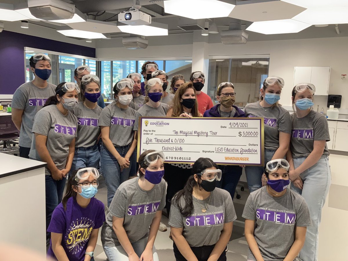 SFASTEMcenter's tweet photo. LISD STEM Academy 
Cohort 5 was awarded a $5,000 grant from the Lufkin ISD Education Foundation to build a mobile escape room. @TeamLufkinISD 
#STEMAcademy #SFASU #ColeSTEMBuilding #LISD #Grant https://t.co/8b6QkJj60s