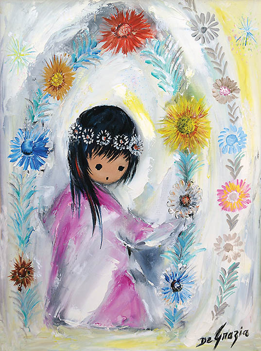 Upon request here is a photo of DeGrazia's “Girl with Floral Arch”. Hope you enjoy it as much as we do! 🌸🌼🌸 #TedDeGrazia #DeGrazia #Artist #GalleryInTheSunMuseum #NationalHistoricDistrict #Nonprofit #Foundation #Tucson #Arizona  #SantaCatalinas #Desert #OilPainting #FloralArch