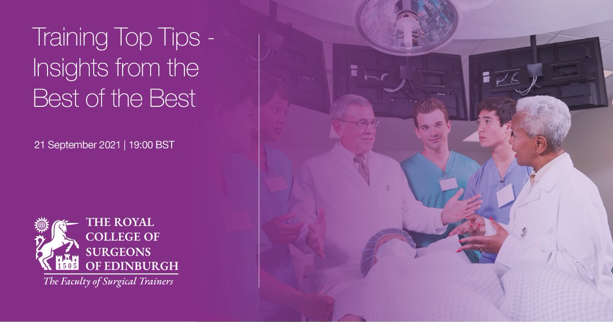Tune in to our next FST webinar 'Training Top Tips - Insights from the Best of the Best' on Tuesday 21 September. This webinar will be a roundtable discussion with the Silver Scalpel Award, Silver Suture and BOTA Trainer of the Year awards, register now: ow.ly/hjQA50FYCgJ