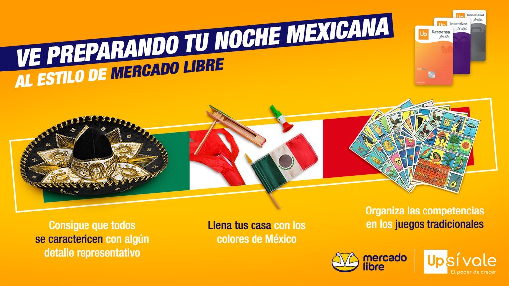 upsivale's tweet image. La emoción por celebrar el #DíaDeLaIndependencia🇲🇽 está a flor de piel. ¡Piensa en lo que necesitas y echa un ojo a @ML_Mexico para pedir con tus tarjetas Up Sí Vale! mercadolibre.com.mx/?utm_source=US…