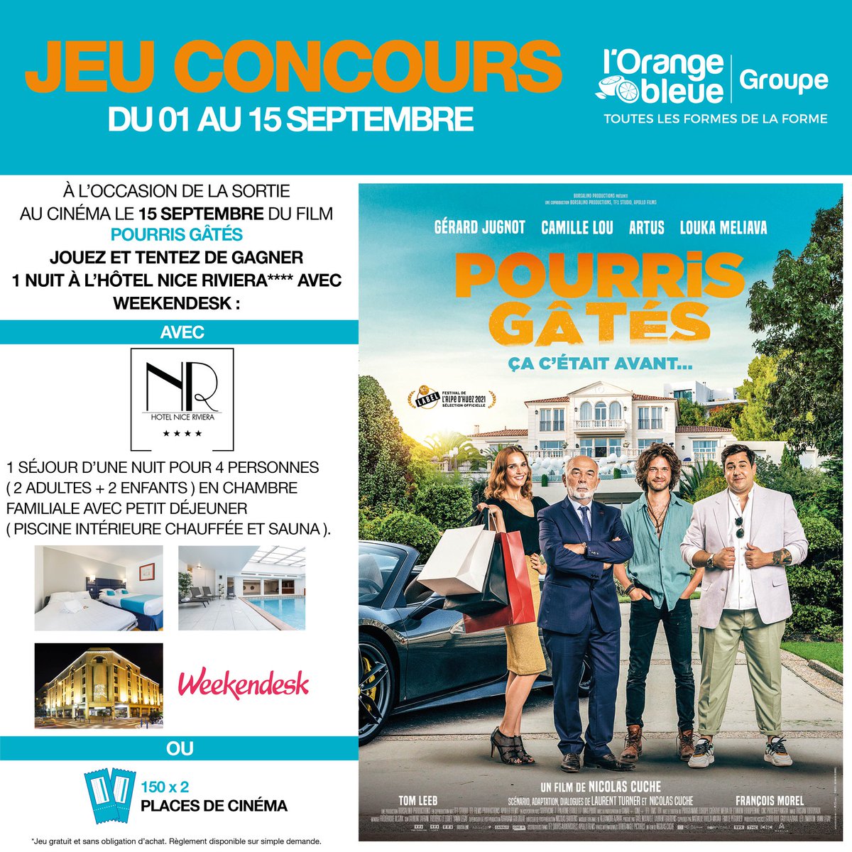 OB_CoteBasque's tweet image. Plus que 5 jours avant la fin de notre jeu concours !😬
N'oublie pas de participer afin de remporter 2 places de cinéma pour aller voir "Pourris gâtés" en salle le 15 septembre !
Voici le lien pour participer : lorangebleue.fr/jc/pourris-gat… 😉
Bonne chance à toi !🍀