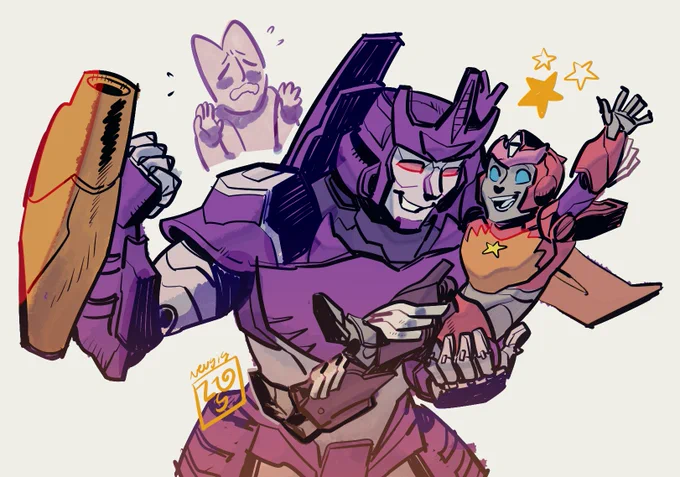 Sometimes you draw fanart of swag Galvadad au from a pal. Congrats Galvatron on your new burned funiture 