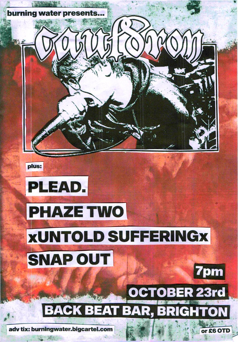 pleadband's tweet photo. We return to Brighton on 23rd October supporting @cauldronhc with @phazetwo121 , xuntold sufferings and Snap Out at Back Beat Bar.

Tickets £6 on the door.

We will see you soon. https://t.co/UFFGU7e79z