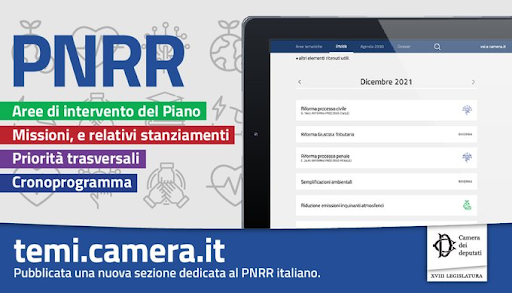 Montecitorio's tweet photo. #PNRR, on line sul sito di Montecitorio gli approfondimenti a cura del Servizio Studi: una sezione dedicata con aree di intervento, cronoprogramma e aggiornamenti sull'attuazione del piano.
Vai su https://t.co/F1mfNC0Lqe #WikiNorme #OpenCamera https://t.co/OW3RcDbYbz