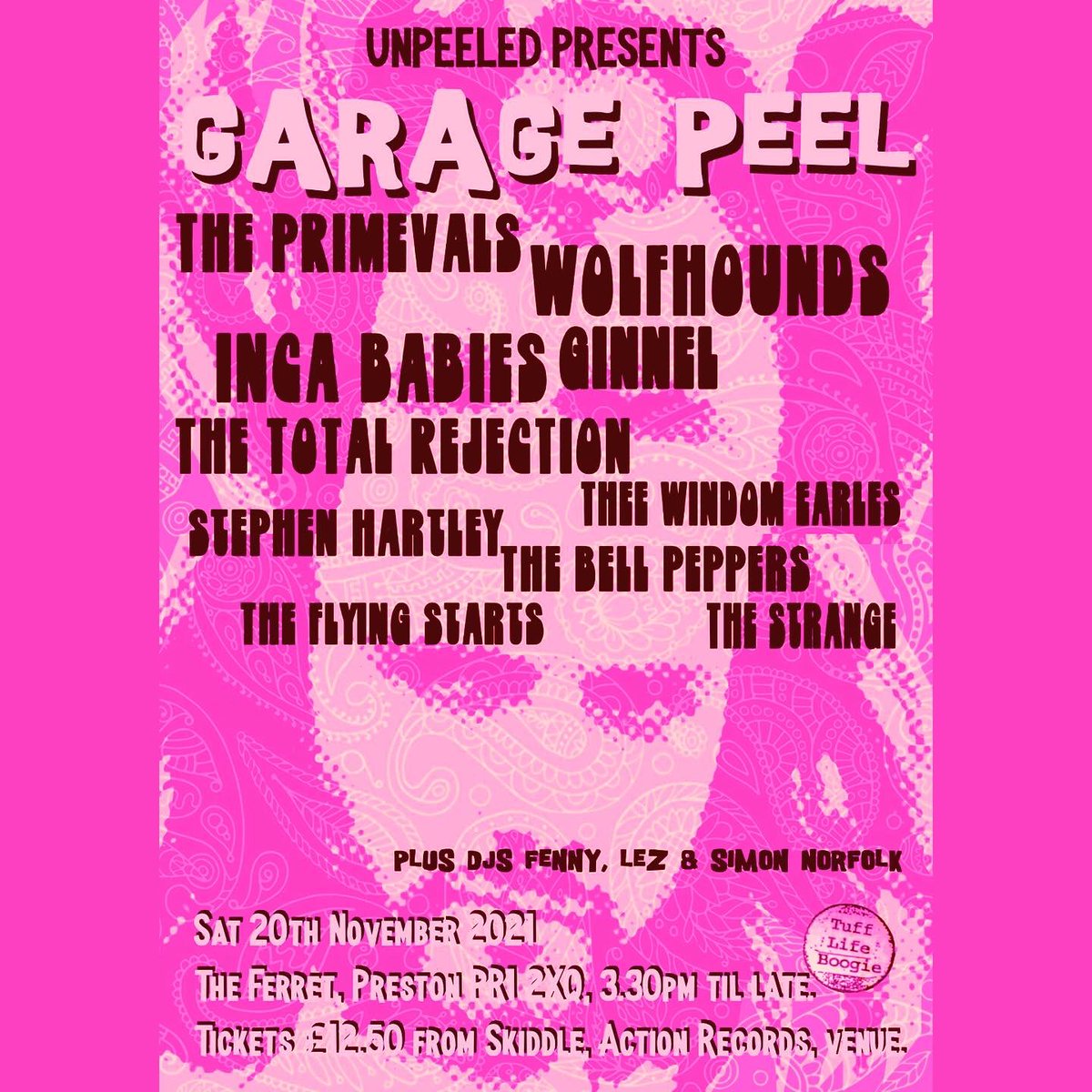 We’re humbled to have been asked to play another Tuff Life Boogie event so soon with some absolute powerhouses of garage punk.

Get a load of this all-dayer.

3.30pm til late, turn up early, don't miss a thing! 🌭🍸

facebook.com/events/s/garag… 

#garagepunk #garagerock #trashgarage