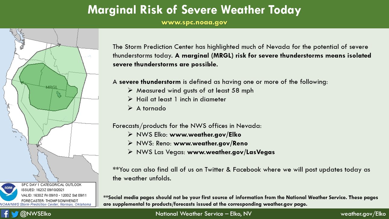 NWS Elko on Twitter "The NWSSPC has highlighted most of NV for a marginal risk of severe
