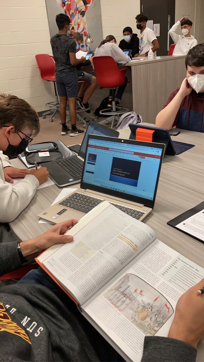 Lots of student collaboration this week! <a href="/geoguessr/">GeoGuessr</a> teams in World History practicing geography skills, alongside a create your Twelve Tables code on via poster. AP Euro students working together on small group presentations connecting new learning to current events