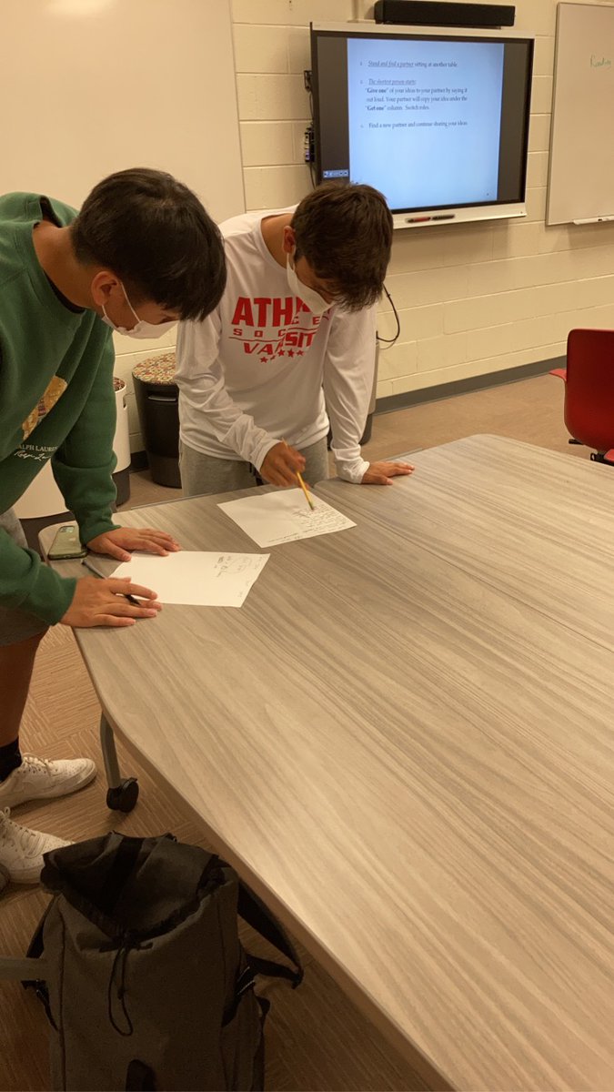 davidtsaid's tweet photo. Lots of student collaboration this week! @geoguessr teams in World History practicing geography skills, alongside a create your Twelve Tables code on via poster. AP Euro students working together on small group presentations connecting new learning to current events https://t.co/xcD3CGc6yd