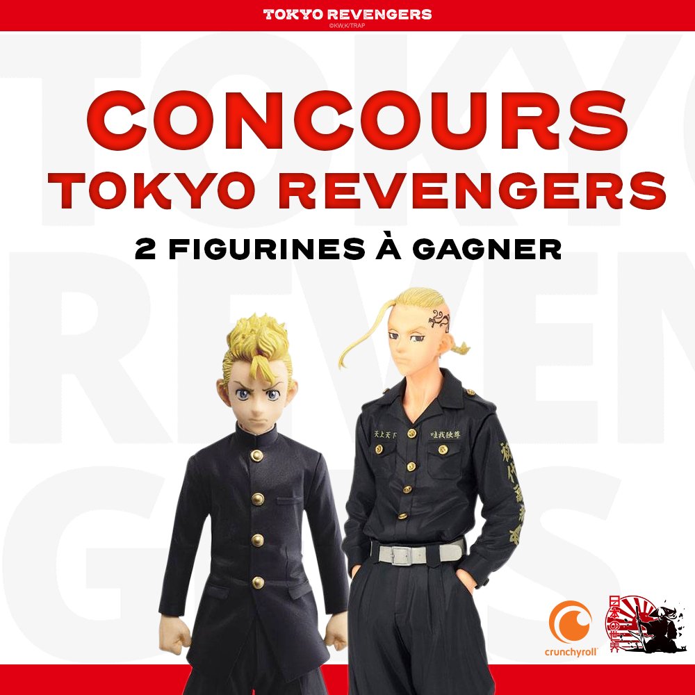 Crunchyroll_fr's tweet image. 🎁 CONCOURS TOKYO REVENGERS 🎁

Impossible de passer à côté de Tokyo Revengers, on vous offre donc l'opportunité de gagner 2 figurines de l'anime 👊

✨ CONDITIONS ✨
- Follow @NihonNoSekai1 &amp;amp; @Crunchyroll_fr
- RT ce tweet
- Commenter avec ton perso préféré