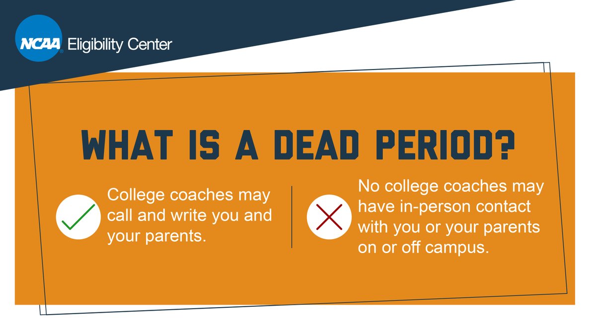 Is your sport in a dead period? View the <a href="/NCAA/">NCAA</a> recruiting calendars to learn what times of the year college coaches may not have any in-person contact with you or your parents.

➡️ on.ncaa.com/RecruitCal