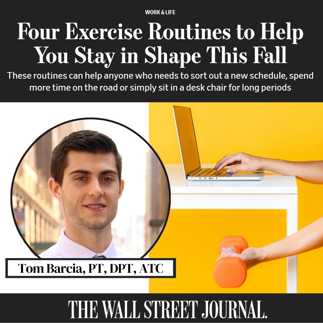 Spear Physical Therapy (@spearptnyc) on Twitter photo Our W 44th St Clinical Director Tom Barcia, PT, DPT, ATC, teamed up with The Wall Street Journal to help you sneak more exercise into your day! Check out the full article here: wsj.com/.../exercise-r…
<a href="/wsj/">The Wall Street Journal</a>
#spear #spearphysicaltherapy #letskeepmovingny #nycpt #physicaltherapy Our W 44th St Clinical Director Tom Barcia, PT, DPT, ATC, teamed up with The Wall Street Journal to help you sneak more exercise into your day! Check out the full article here: wsj.com/.../exercise-r…
<a href="/wsj/">The Wall Street Journal</a>
#spear #spearphysicaltherapy #letskeepmovingny #nycpt #physicaltherapy