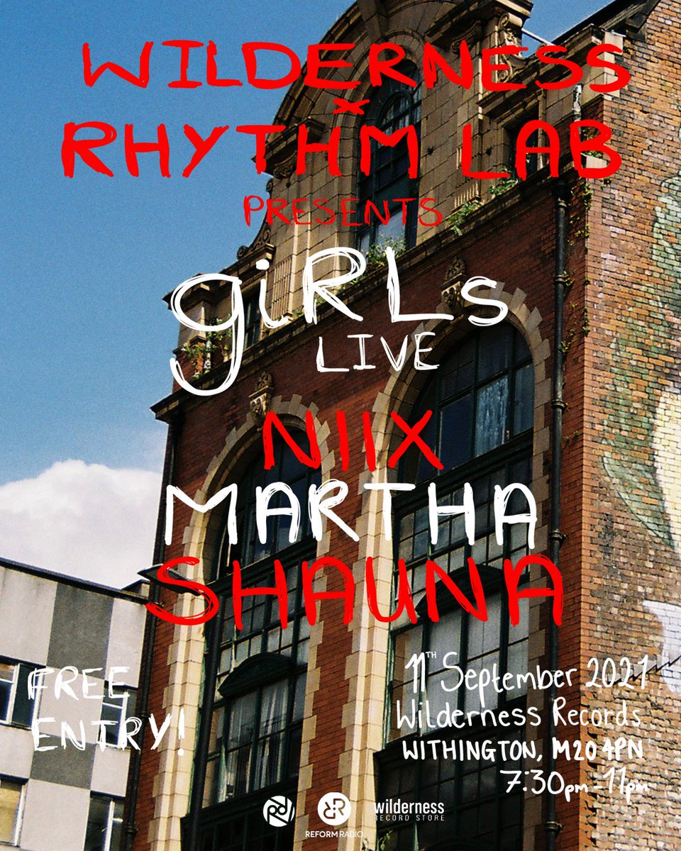 Salt Magazine (@saltmanchester) on Twitter photo Event // <a href="/rhythmlabrecs/">Rhythm Lab Records</a>'s gIRLs Live at <a href="/WildernessRecSt/">Wilderness Record Store</a>
"In celebration of Rhythm Lab's 'gIRLs' series, the line-up includes @iitsniix, Martha Pryer and <a href="/shaunurgh/">shauna</a>"
11 Sep
Info: bit.ly/3ldufmH Event // <a href="/rhythmlabrecs/">Rhythm Lab Records</a>'s gIRLs Live at <a href="/WildernessRecSt/">Wilderness Record Store</a>
"In celebration of Rhythm Lab's 'gIRLs' series, the line-up includes @iitsniix, Martha Pryer and <a href="/shaunurgh/">shauna</a>"
11 Sep
Info: bit.ly/3ldufmH