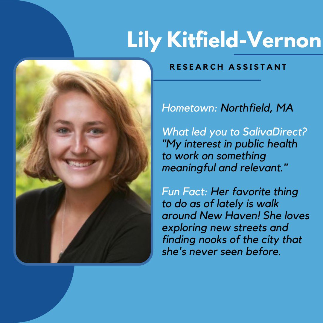 saliva_direct's tweet image. Meet a few of our staff members here at @saliva_direct ! This week&apos;s feature includes our program manager, Brittany Choate, and two of our research assistants, Emily Tobik and Lily Kitfield-Vernon. 

#featuredstafffridays #spitsquad #meettheteam #SalivaDirect #Yale #ysph