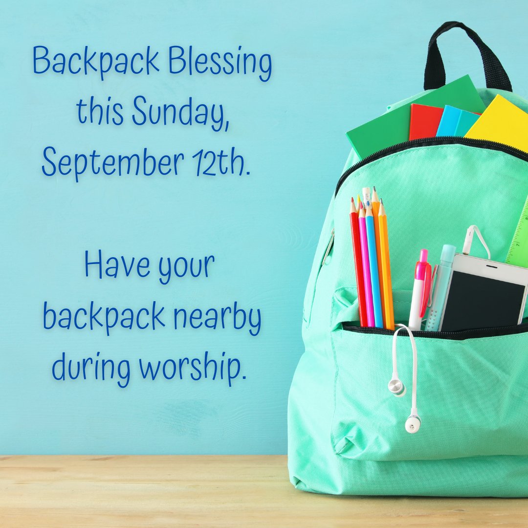 northminsteruc's tweet photo. This Sunday during our Facebook Livestream Worship there will be a Backpack Blessing.  Whether you are off to school, university or work, please make sure you have your backpack handy during Conversation Time.

#northminsterunitedchurch #caringcommunityoffaith. #backpackblessing https://t.co/g67OAdiiTY