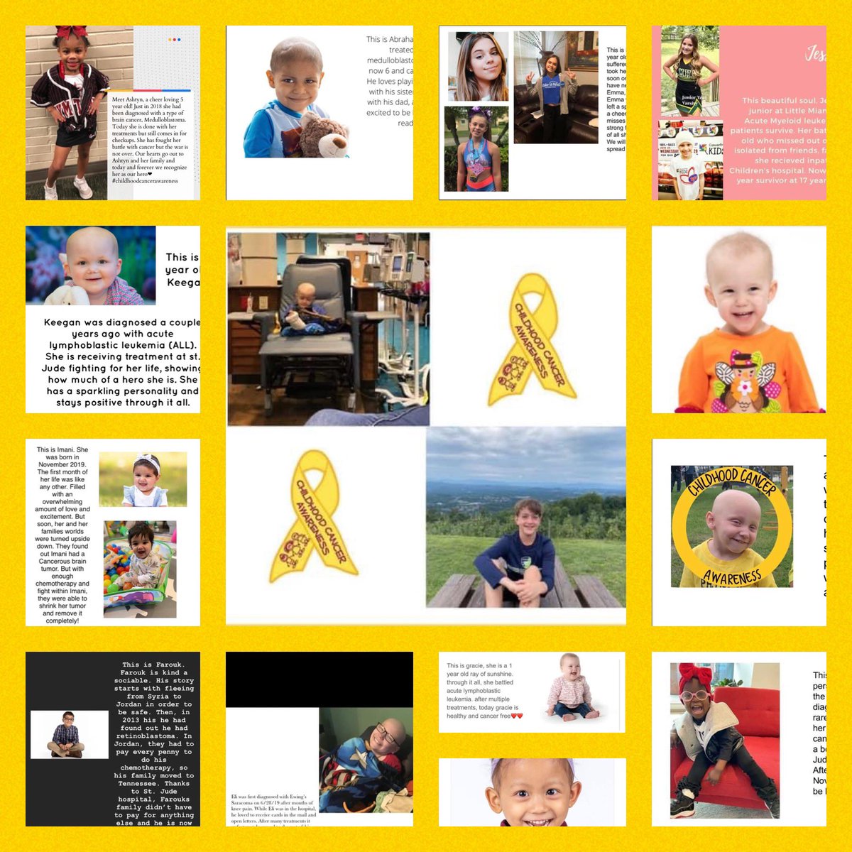 These are only 14 out of millions of children and families who have fought or are currently fighting a battle with childhood cancer. Wearing Gold helps raise awareness and your donations at tonight’s game can help ease a financial burden on families. 💛#childhoodcancerawareness🎗