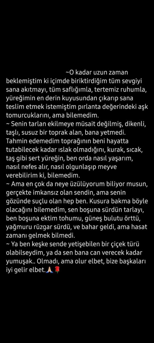 Bu hayatta karma diye birşey gerçekten var. Kimse verdiği sevgi kadar eziyyet vermeden biryerlere gitmiyor. Kimse yaşatdığını yaşamadan dünyayı terk etmiyor. Ve en acınası şu ki, kimi ne kadar çox seversen, en çok ona seni üzme izni veriyorsun. Ama sen bunu bile kucaklıyorsun..