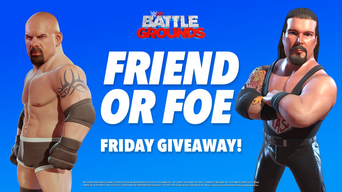 2KBattlegrounds's tweet photo. There's no excuse to challenge your friends or foes now with a chance to win a free copy of the game!

Enter our Friend or Foe Fridays Giveaway!

RETWEET with #FriendOrFoeFridays &amp; #giveaway &amp; make sure you FOLLOW @2KBattlegrounds to enter. 

Rules: https://t.co/ICTjTvfNIo https://t.co/NqsKArb2PM