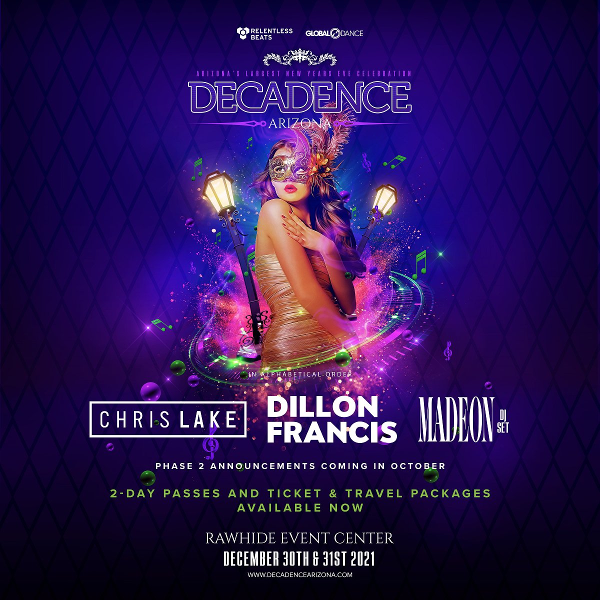 RelentlessBeats's tweet photo. OUR FIRST NYE BACK TOGETHER IN 2 YEARS! 🎉

🚨 RT this post &amp; tag the friends you want to spend NYE with for a chance at 2 VIP tickets to #DecadenceAZ ft @chrislake @DillonFrancis @madeon &amp; so many more TBA! Must follow @DecadenceAZ

TICKETS ON SALE NOW AT https://t.co/eJCvdhSdit https://t.co/1WsKELoX6k