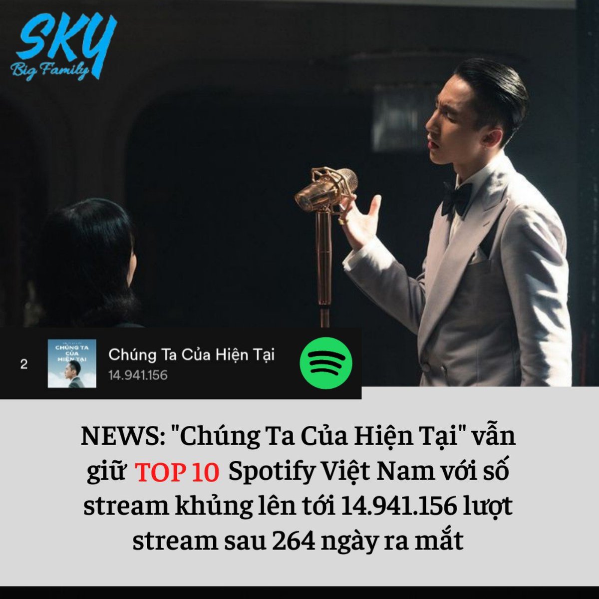 TranTrungHieuTH's tweet photo. NEWS: "Chúng Ta Của Hiện Tại" vẫn giữ top 10 Spotify Việt Nam với số stream khủng lên tới 14.941.156 lượt stream thậm chí còn vượt cả Muộn Rồi Mà Sao Còn sau 264 ngày ra mắt
#SonTungMTP #CTCHT @sontungmtp777
Cre: SkyBigFamily
https://t.co/UZMR14ceXc https://t.co/otYSiLYJuo