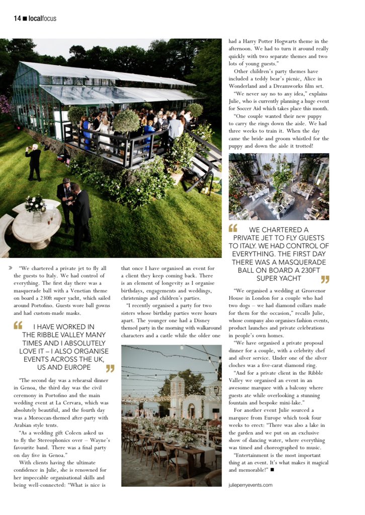Check out our current feature in this month’s Live Ribble Valley Magazine

Thank you @live_magazines 
<a href="/RococoMcr/">Rococo PR</a> 

#JuliePerryEvents #RibbleValleyEvents