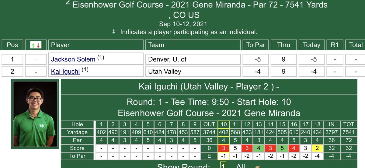 UtahValleyGolf's tweet photo. How about this card for @KaiIguchi! Keep it going! #GoUVU https://t.co/QM3DN6VUFx