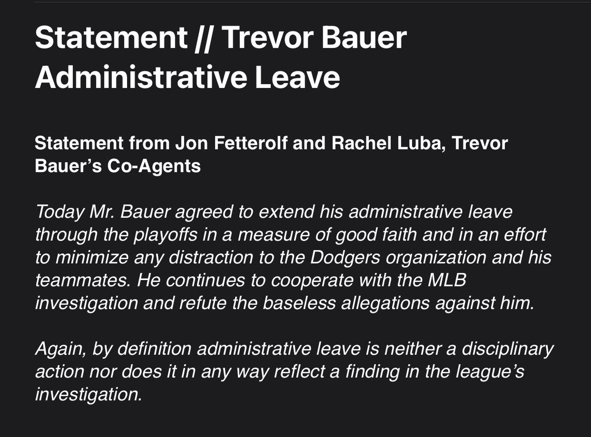 Statement from Bauer’s co-agents: