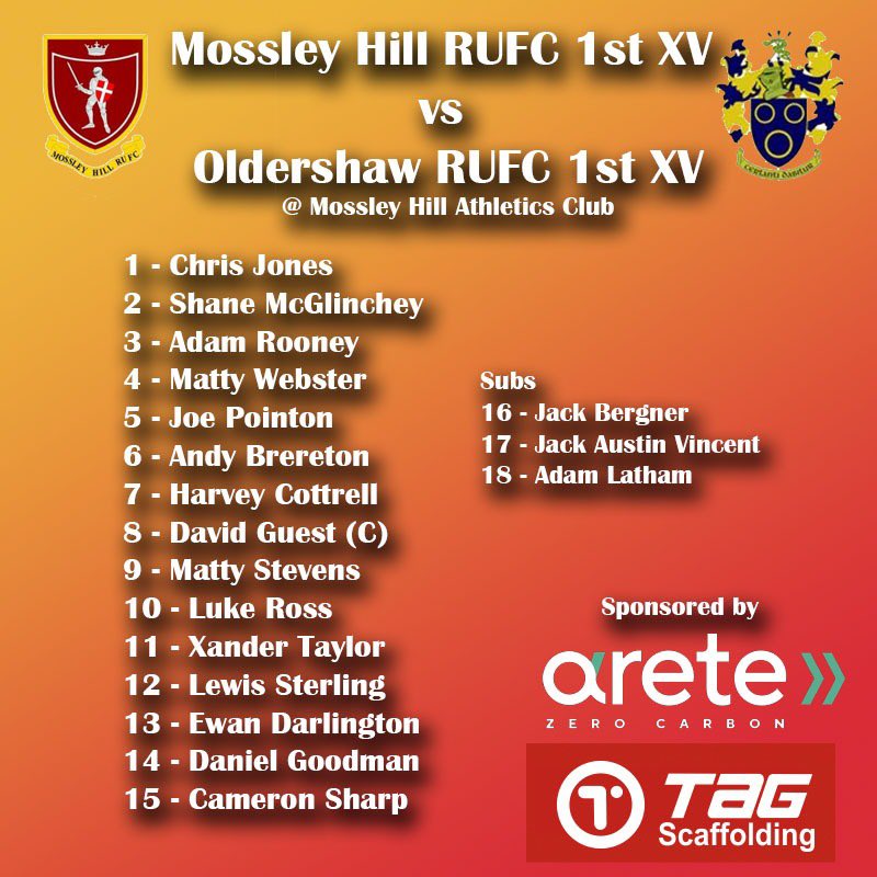 Tomorrows game team sheet… already looking forward to getting started for the first time in over 18months!