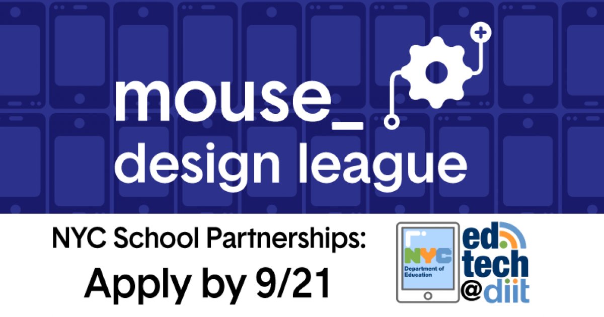 Mouse | Tech with Purpose (@mouse_org) on Twitter photo ๐ <a href="/NYCSchools/">NYC Public Schools</a>! Apply for Title IV funding to join our <a href="/design_league/">Mouse Design League</a> program where student teams learn to create meaningful original apps that support their communities. Learn more and apply by 9/21: mouse.org/designleaguediโฆ #nycschoolstech ๐ <a href="/NYCSchools/">NYC Public Schools</a>! Apply for Title IV funding to join our <a href="/design_league/">Mouse Design League</a> program where student teams learn to create meaningful original apps that support their communities. Learn more and apply by 9/21: mouse.org/designleaguediโฆ #nycschoolstech