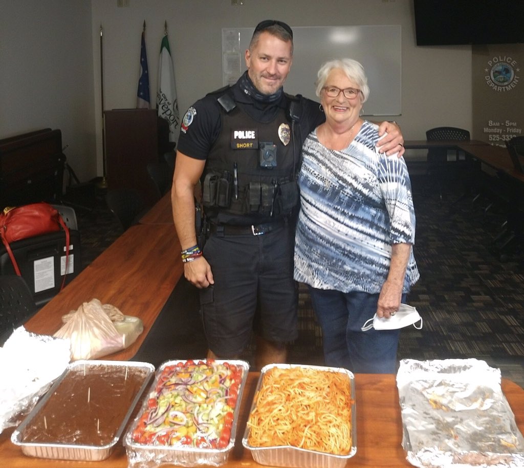 Happy Friday!!  
We were treated to an awesome lunch by longtime resident and HUGE police supporter Margaret Ann Hamler Cottrill.  The love and support from our residents continues to be a blessing to our officers!