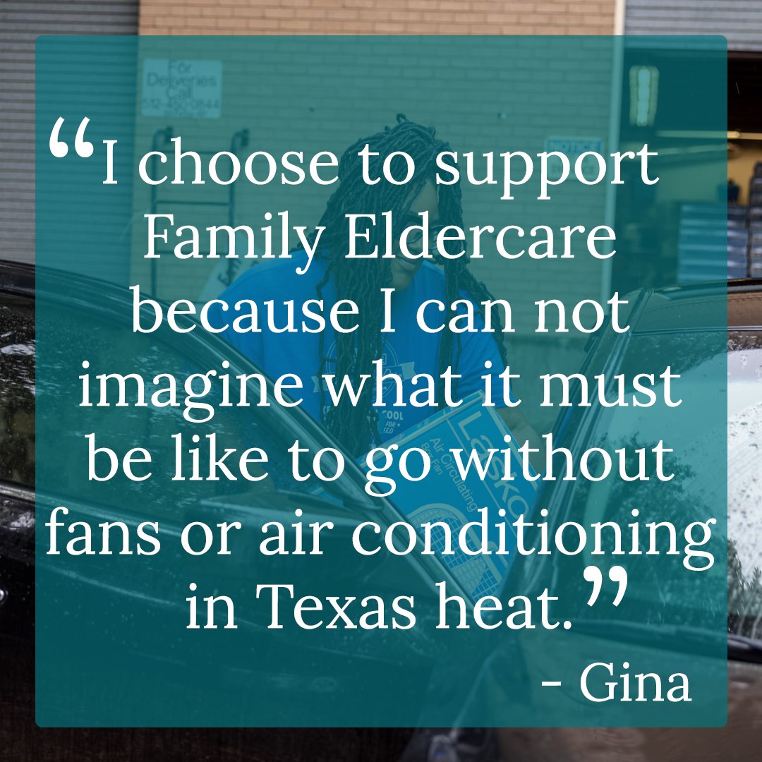 familyeldercare's tweet photo. "I choose to support Family Eldercare because I can not imagine what it must be like to go without fans or air conditioning in Texas heat. Everyone needs help now and then, and I feel it is vital to take care of our most vulnerable citizens." - Gina.
 
#FansSaveLives https://t.co/pSjIf4GNB9