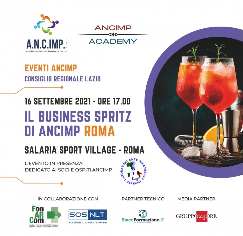 #SaveTheDate2021 Saremo presenti all'evento #BusinessSpritz di @AncimpI  del 16 Settembre al #SalariaSportVillage con il Presidente #EBIL Alfredo Mancini