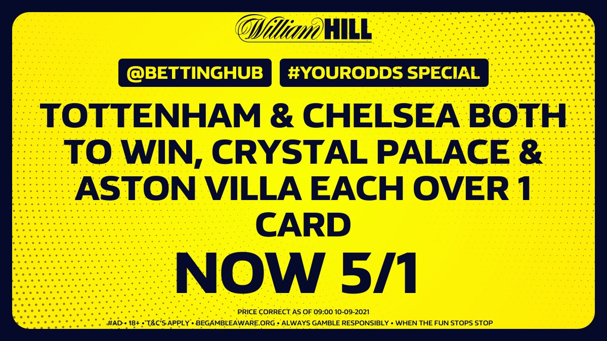 Spurs and Chelsea go into today as hot favourites whilst Palace & Villa are known for a card or two! 

Like the look of this? Back it in Betting Hub or directly here: https://t.co/4W7HwZd2I0

#Ad | 18+ | https://t.co/zni2XmoHmu | Always Gamble Responsibly https://t.co/i7gW60M2jU