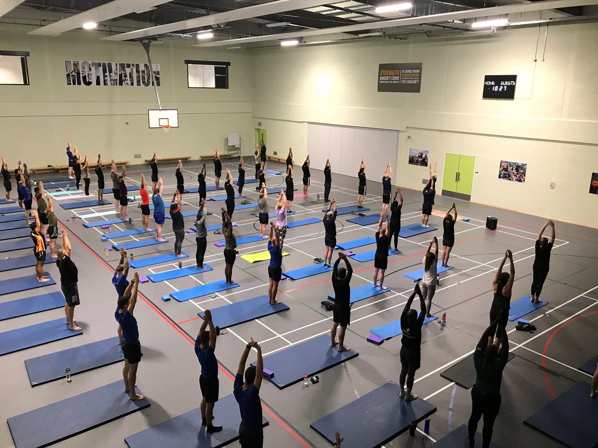 Gym staff @CO_WDSB conducted a mass yoga session today to raise awareness of the <a href="/samaritans/">Samaritans</a> on World Suicide Prevention Day - a fantastic turnout from Station personnel! @ComdWing_DSL <a href="/85RLC/">85 Squadron Training Team</a> <a href="/CO_FSTW/">DCLPA-FSTW</a> <a href="/CO_LSTW/">Logistics Specialist Training Wing</a> <a href="/OC_DPSTS/">Defence Petroleum and Specialist Trg Sqn (DPSTS)</a> <a href="/DclpaP/">DCLPA-PATW</a> <a href="/ArmySchofEdu/">Army School of Education</a> <a href="/DCLPA_HQ/">DCLPA_HQ</a>