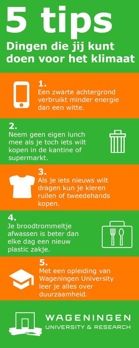Nee toch <a href="/WUR/">Wageningen U&R</a>? Wat kun jij doen voor het klimaat volgens de hooggeleerde Wageningers. Je  broodtrommel afwassen en je achtergrond op zwart zetten. En geen rietjes zeker hè?😅Niets over vlees, vliegen en spullen kopen, hoe bestaat het! wur.nl/nl/Onderzoek-R…