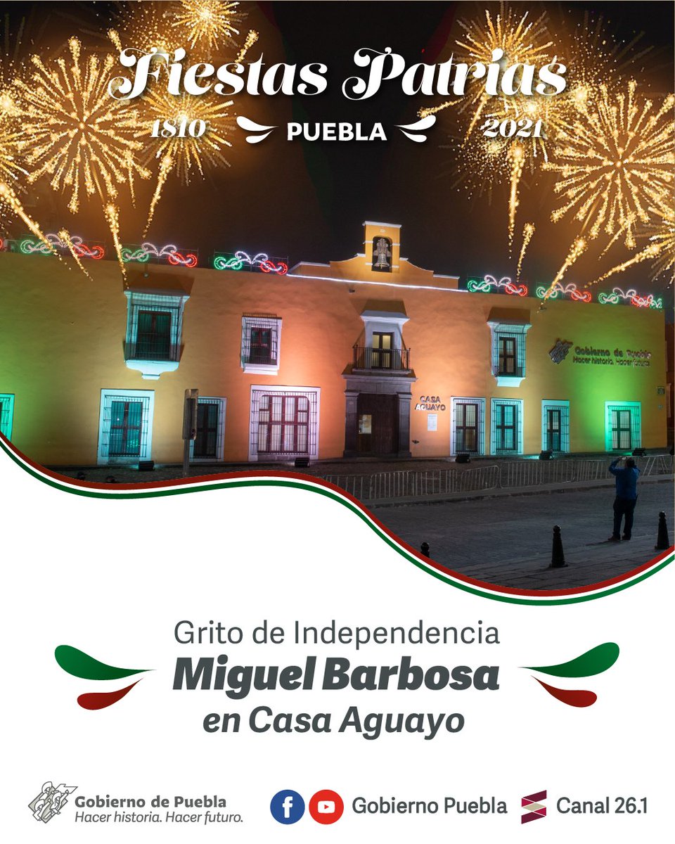 SIPINNA_Pue's tweet photo. Este 15 de septiembre 🔔 forma parte de la conmemoración del 211.º Aniversario del Inicio de la Independencia de México y acompañemos vía redes sociales al gobernador @MBarbosaMX en una arenga de patria y libertad.

📲📺Facebook Live | canal 26.1 de @set_puebla.
⏰22h https://t.co/EekCdZxQ77