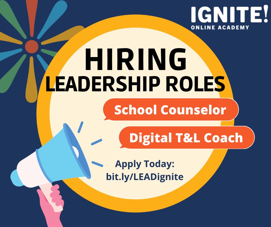 IgniteOnlineDPS's tweet image. We&apos;re hiring again! This time we are looking for leaders ready to build an innovative, culturally responsive online learning community. Join us at Ignite!