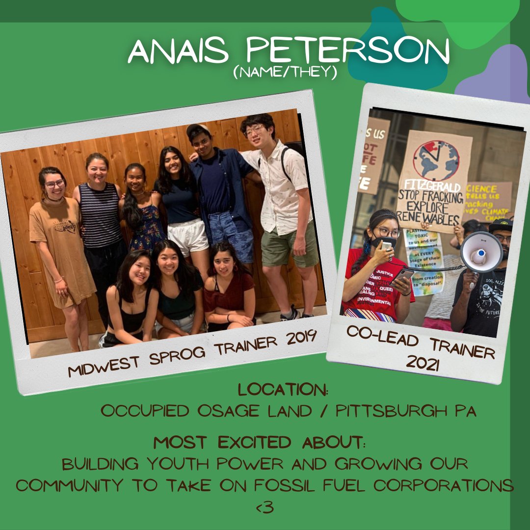 the 2021 sprog application is open!
anaïs peterson is a trainer for this year's midwest/east sprog. anaïs lives on occupied osage land (pittsburgh pa),loves student power, &amp; hates the petrochemical industry.
midwest/east sprog starts 9/12 so apply today! sc.org/midwestsprog