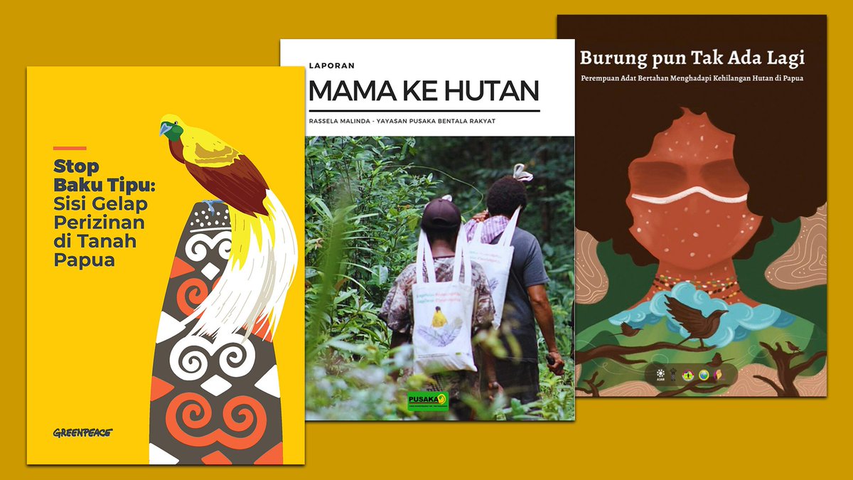 Tiga Laporan ini akan melengkapi Hari- hari Anda bersama Papua, silahkan di Unduh. 

#PapuanLivesMatter

Baku Tipu Perizinan Papua issuu.com/greenpeaceinte…
Mama Kehutan
pusaka.or.id/assets//2021/0…
Burung pun Tak Ada lagi 
asia-ajar.org/2021/03/all-th…