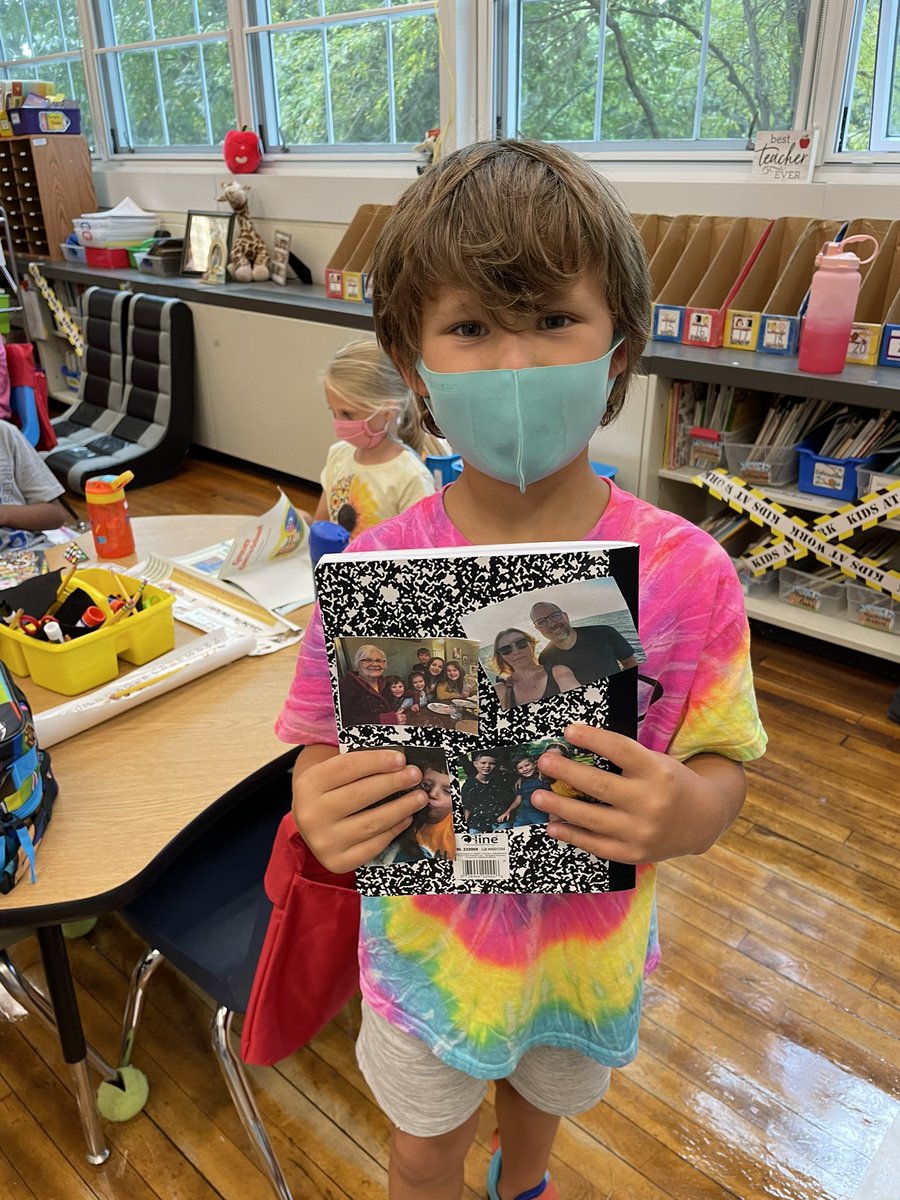 MrsHaney1's tweet photo. We had a wonderful week here in first grade! Today, we decorated our Writer’s Notebooks with pictures of our favorite people, places, and things. This will inspire our writing and be a special place to write our thoughts and ideas as we learn and grow! @JFTatemES @HaddonSchools https://t.co/oJ2bqiDYuH