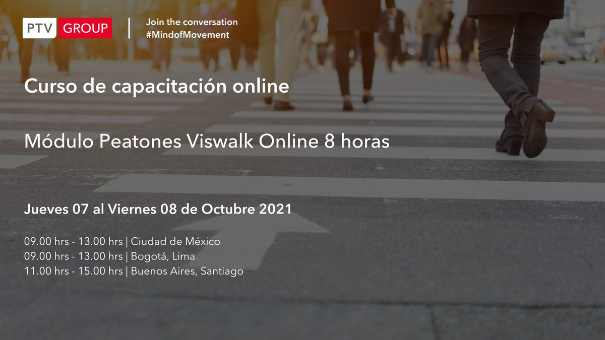 PTV_AL's tweet photo. Curso de Capacitación: Modelación de Peatones en PTV Viswalk 
Aprende a elaborar modelos de un considerable nivel de detalle, como aeropuertos ✈️, estaciones de metro 🚇, accesos o evacuación de eventos 🏟, y peatones. 🏃
¡Pocos lugares ! Inscripciones 👉🏼 https://t.co/T4cel4VKT7 https://t.co/5Xo1pFrQ4q