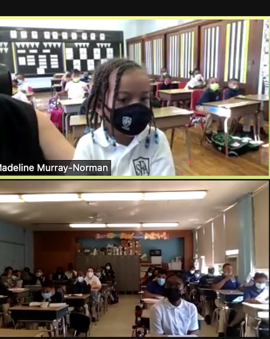 SFABronx's tweet photo. Today SFA &amp; Corry Academy  gathered virtually as we prayed and remembered all those lost on 9/11. #NeverForget911 #NeverForget https://t.co/xTU7VQXOdD