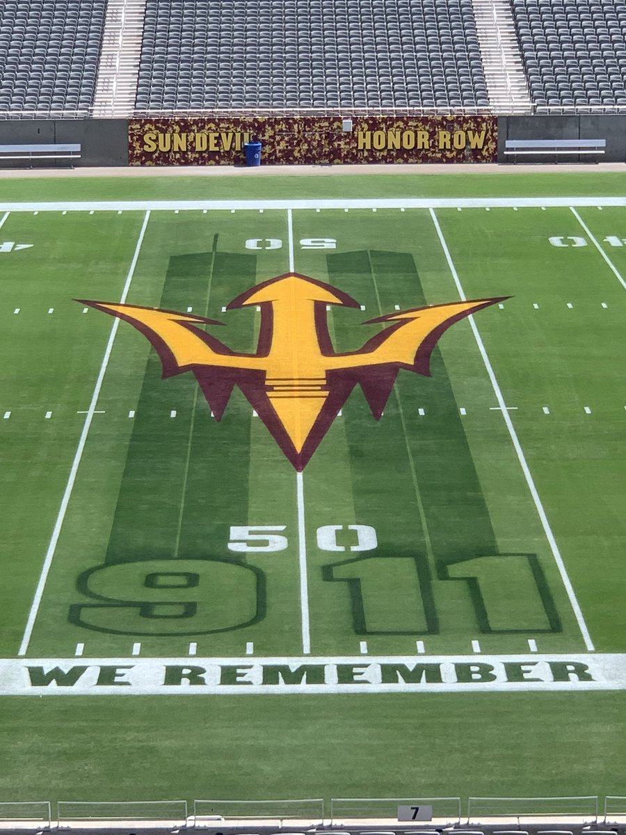 Classy 9/11 tribute painted on field of Sun Devil Stadium for Saturday