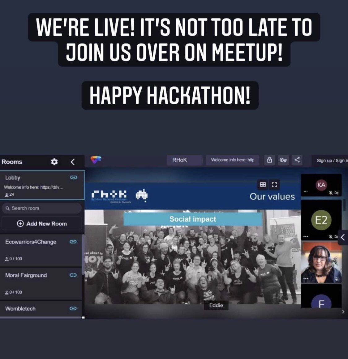 We love trying new things here at RHoK, so if you’re at a loose end this weekend, feel free to jump in to our first virtual hack and lend our 3 Changemakers a hand! #RHoKMelb #Hackathon #NotForProfit