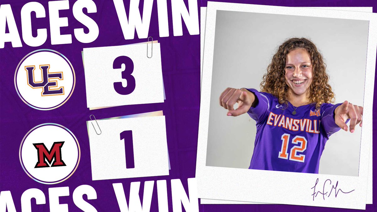 UEAthletics_VB's tweet photo. Make it a perfect 7⃣ for 7⃣!  

Aces remain undefeated with a 3-1 win at Miami Ohio.  UE takes fourth set by a 25-20 final to clinch the match.  

Next up - Northern Kentucky at 11 a.m. CT on Saturday.

🏐 #ForTheAces https://t.co/NgBq6QiWQz